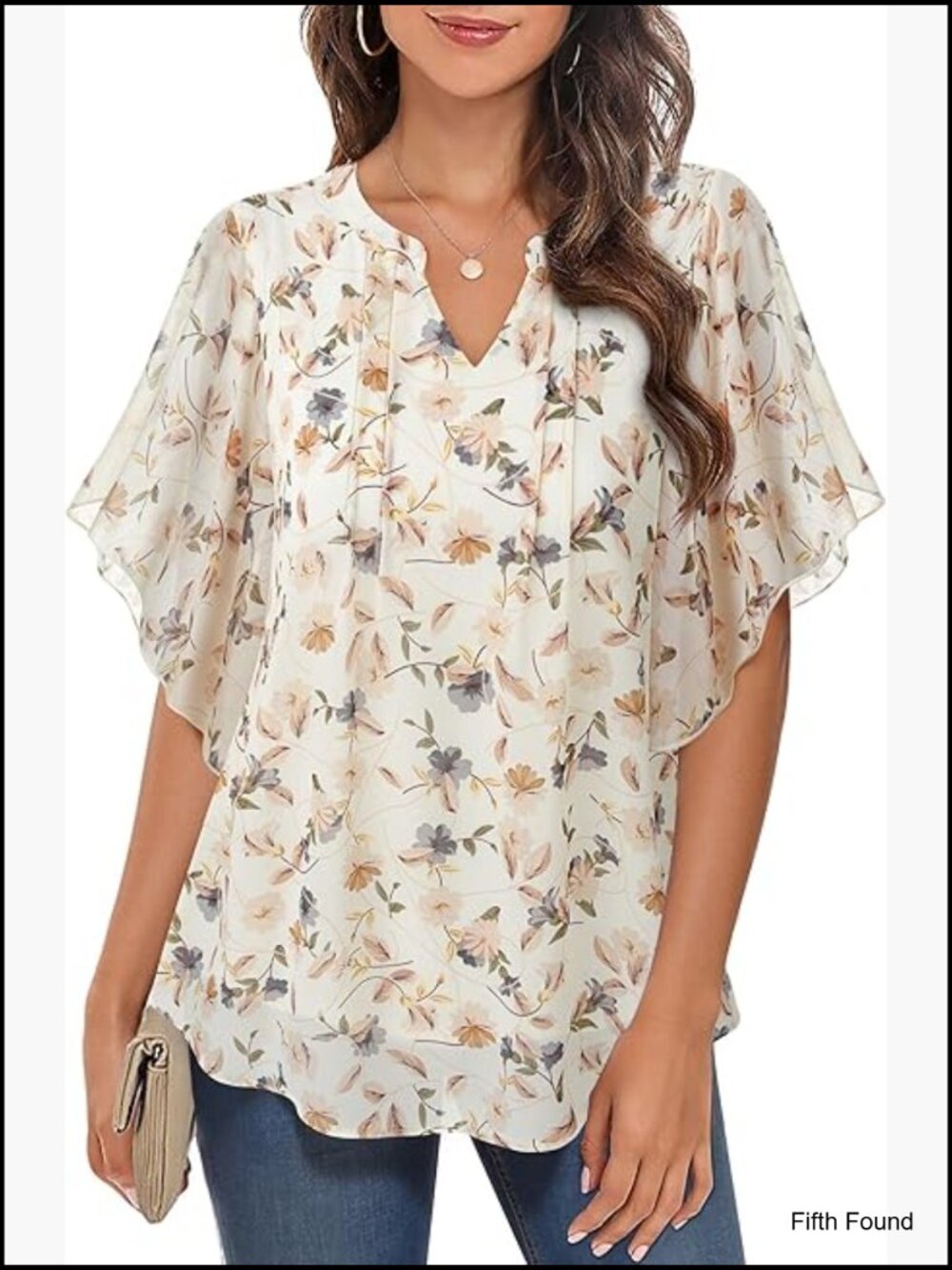 Womens Blouses Dressy Casual V Neck Chiffon Ruffle Short Sleeve Double Layer